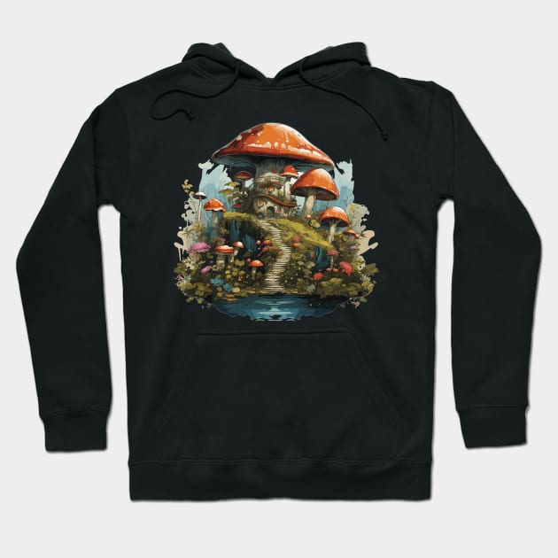 Cottagecore Mushroom House Hoodie by Silly Pup Creations